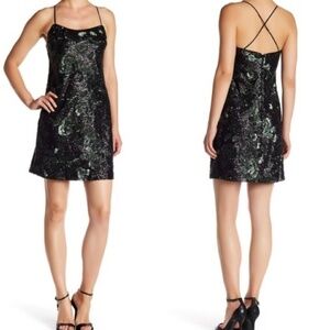 NEW! VERA WANG Floral Sequin Spahetti Strap Mini Cocktail Slip Style Dress 6.